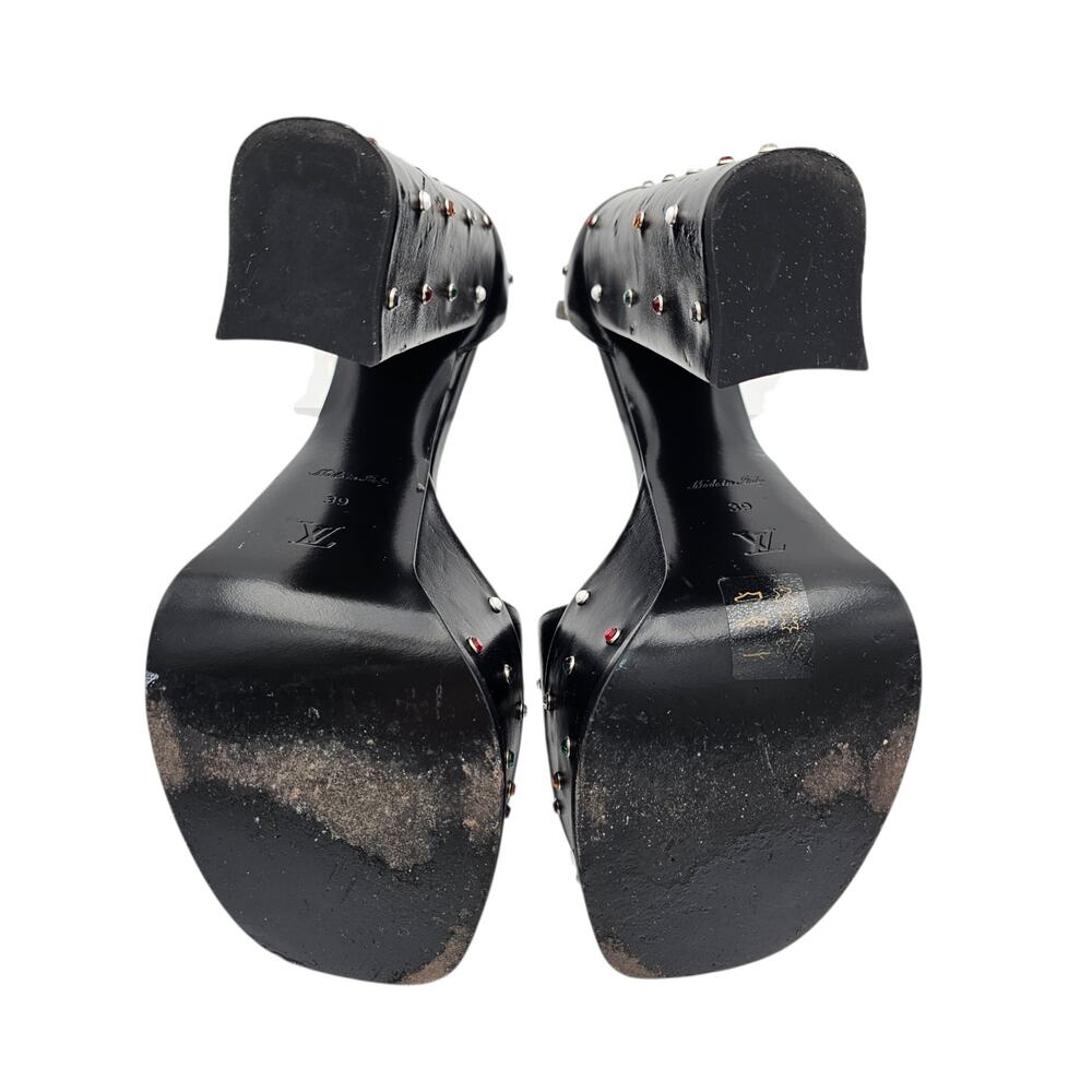 Louis Vuitton Monogram Platform Block Heel Sandal Black Crystal Stud Size 39 9 - Picture 15 of 15